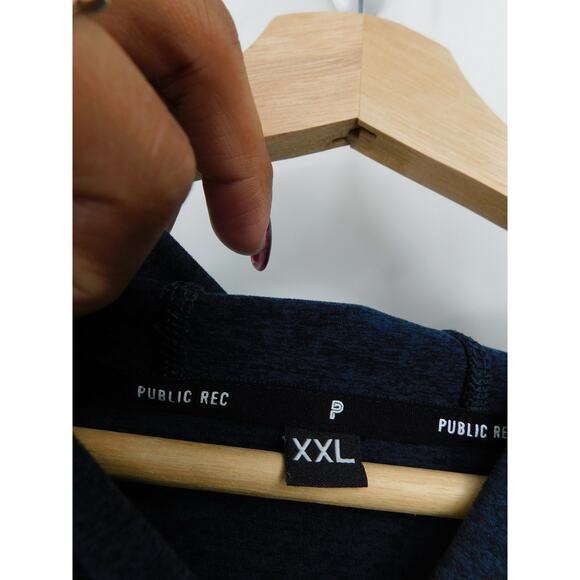 Public Rec‎ Politan V-Neck Pullover Hoodie Men's Size XXL Solid Navy Blue - Picture 3 of 5